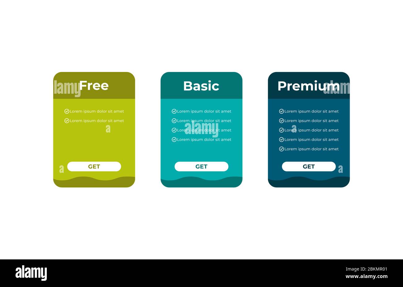 Vector pricing table for websites and applications. Stock Vector