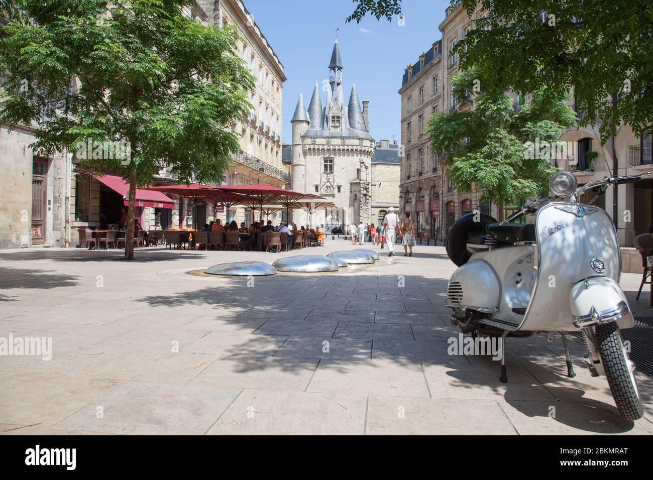 Bordeaux , Aquitaine / France - 11 07 2019 : Bordeaux Place du Palais with vintage scooter post card Stock Photo
