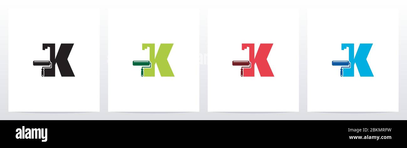Paint Roller On Letter Logo Design K Stock Vector