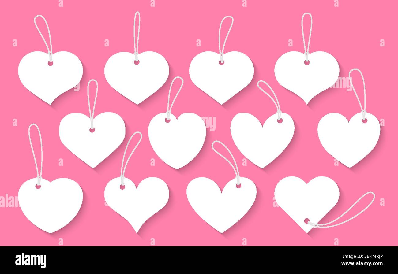 Hearts paper cut vintage labels tag with cord set. Sign of ...