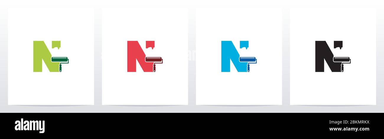 Paint Roller On Letter Logo Design N Stock Vector