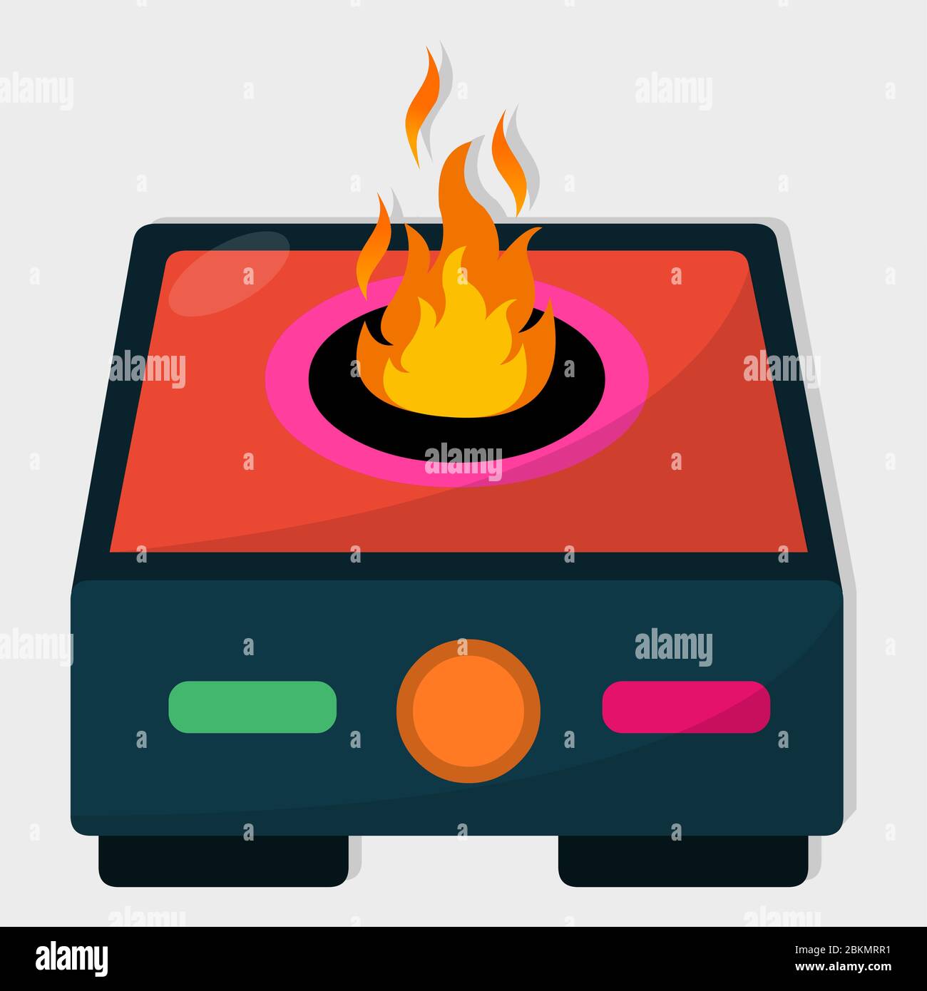 stove with fire isolated vector illustration object Stock Vector Image