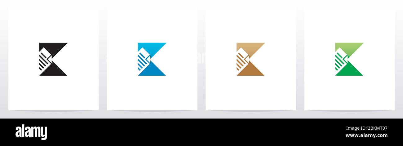 Paper Document On Letter Logo Design K Stock Vector