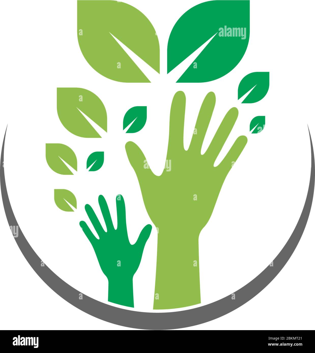 Hand green leaf logo icon illustration Stock Vector Image & Art - Alamy