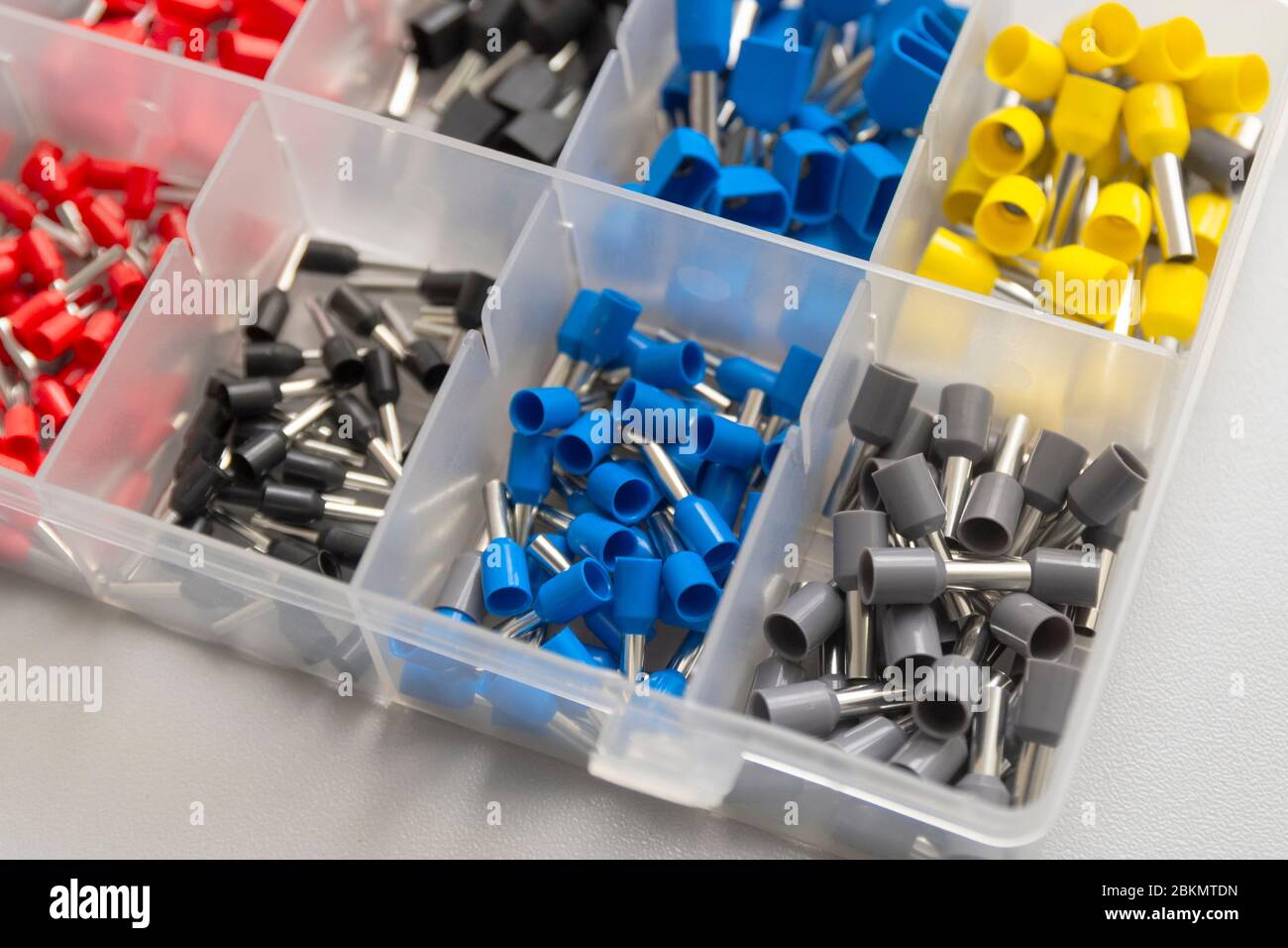 Tips of different sizes and colors for crimping stranded electrical ...