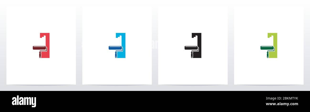 Paint Roller On Letter Logo Design I Stock Vector