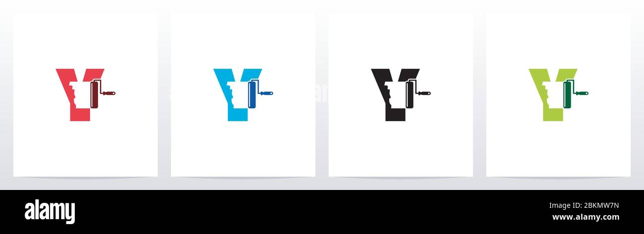 Paint Roller On Letter Logo Design Y Stock Vector