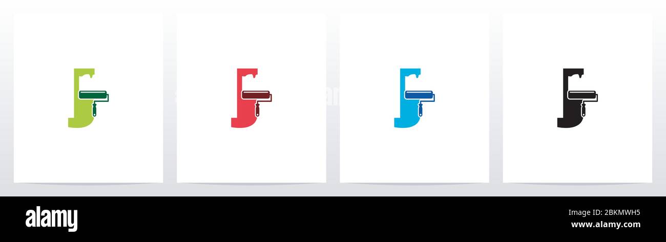 Paint Roller On Letter Logo Design J Stock Vector