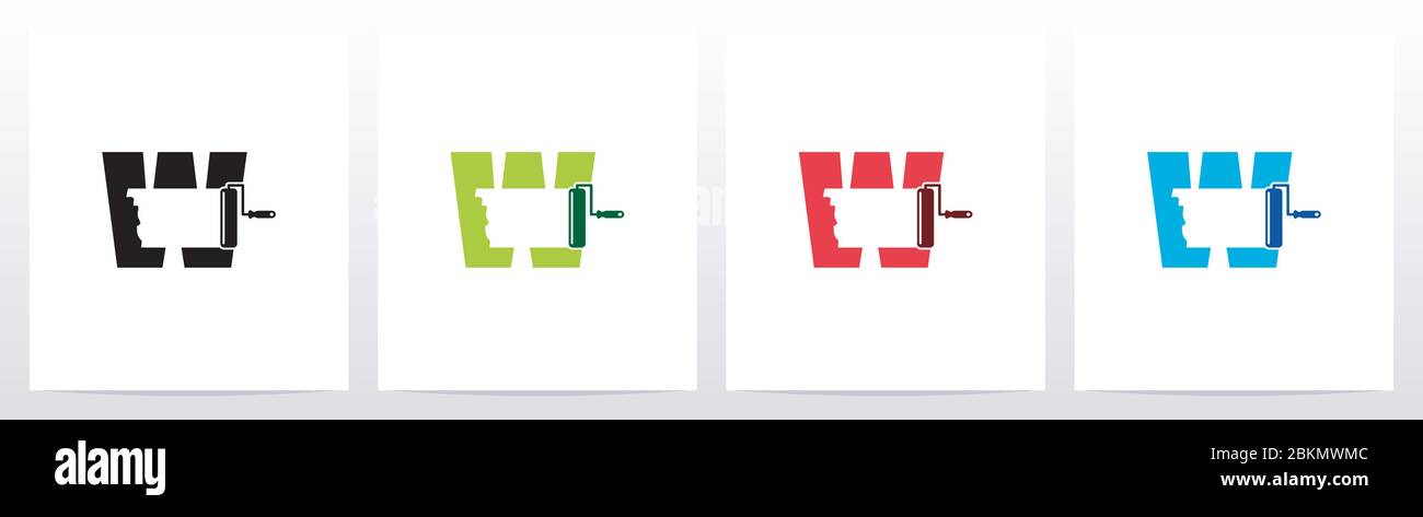 Paint Roller On Letter Logo Design W Stock Vector