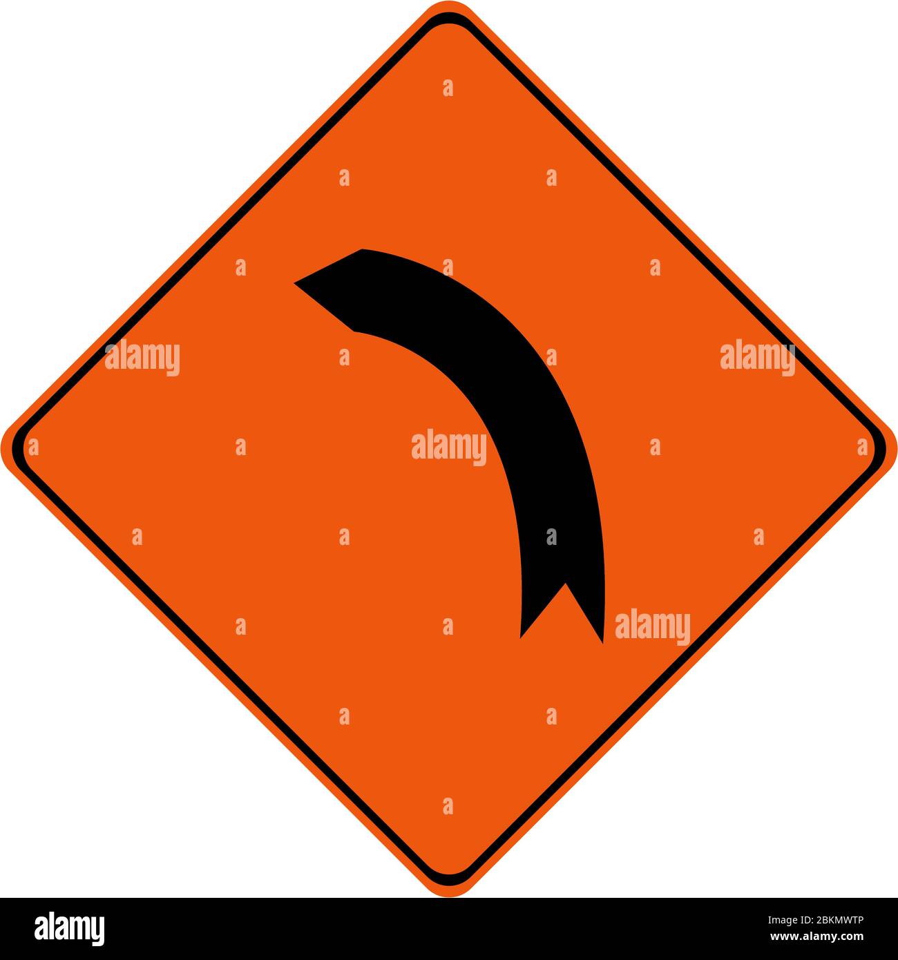 Warning sign with left bend symbol Stock Photo