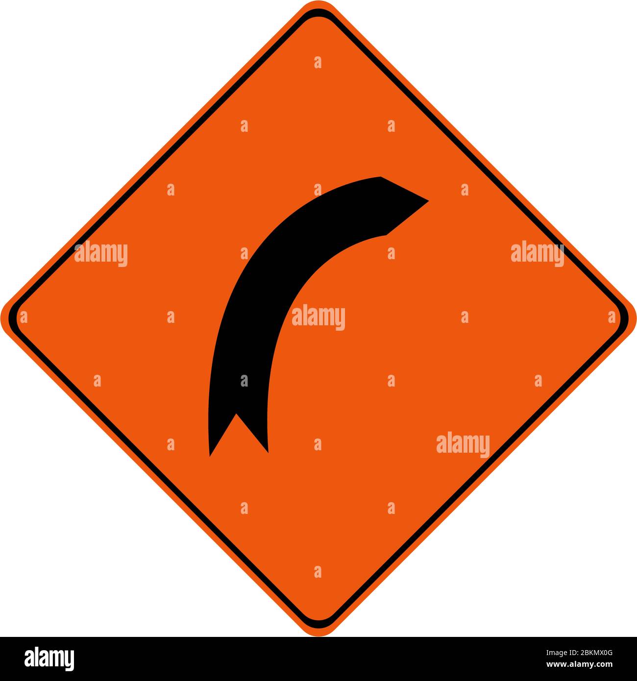 Warning sign with right bend symbol Stock Photo