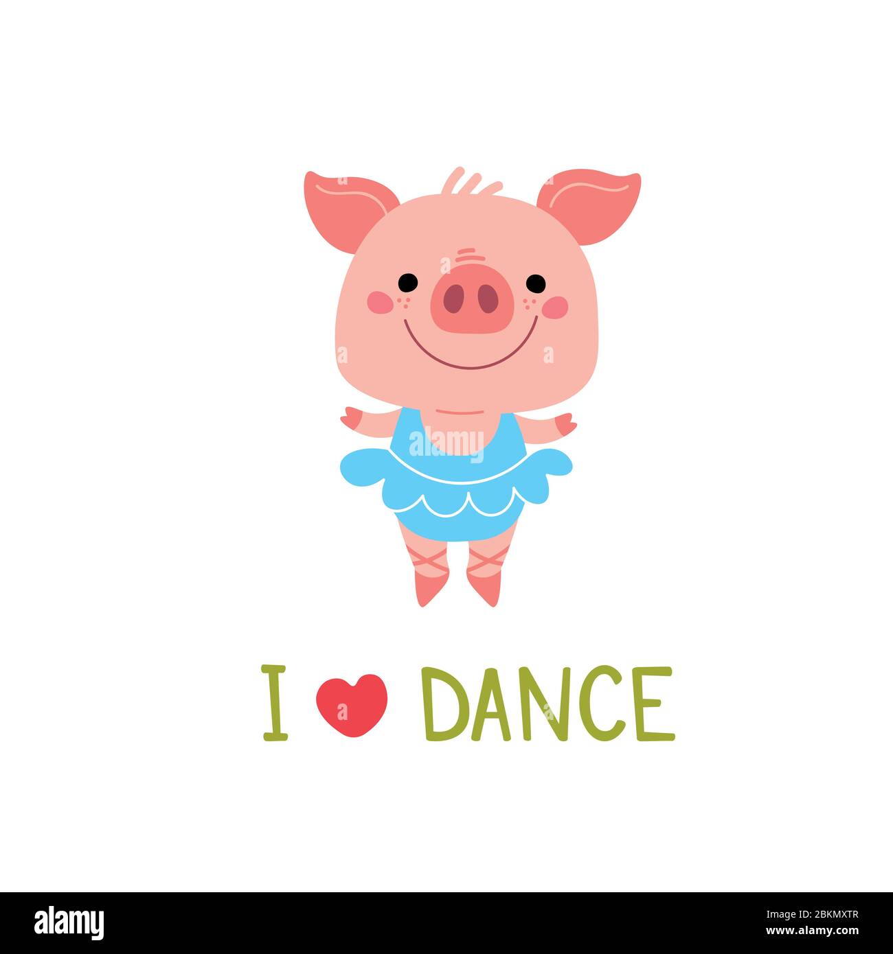 Vector piglet dancer. Love to dance card Stock Vector