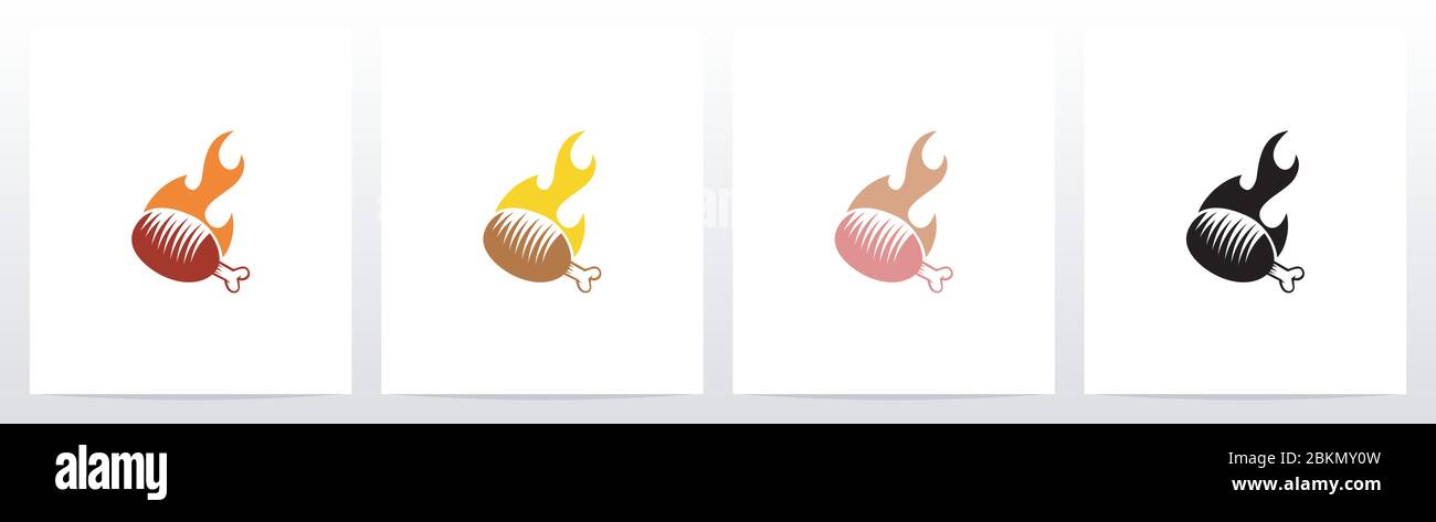 Burning Meat Logo Design Stock Vector