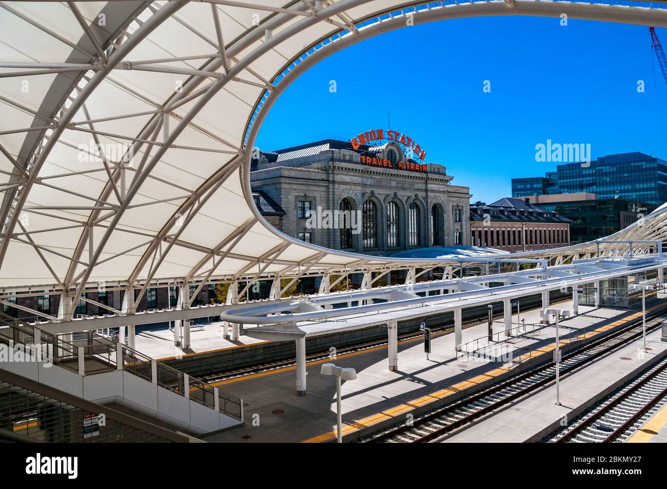 The canopy over Denver's Union Station platforms. Colorado, USA Stock Photo Alamy