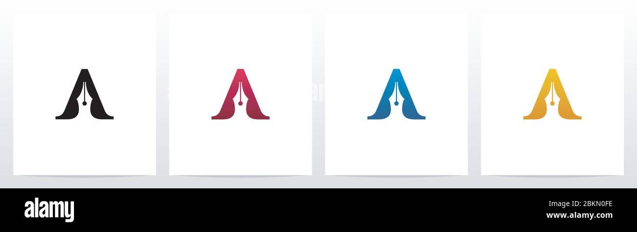 Pen Head On Letter Logo Design A Stock Vector