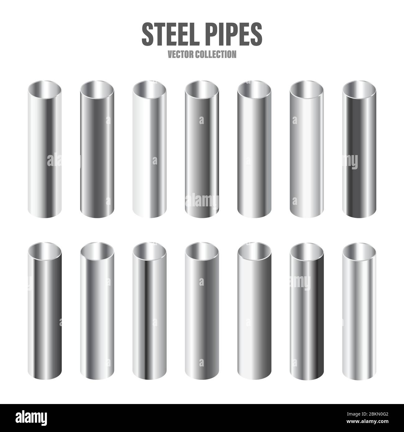 Steel pipes collection. Construction material. Polished metal texture
