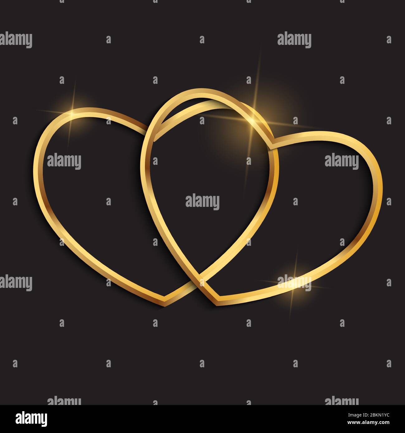 Happy Valentines Day Card with two Hearts. Vector Illustration Stock ...