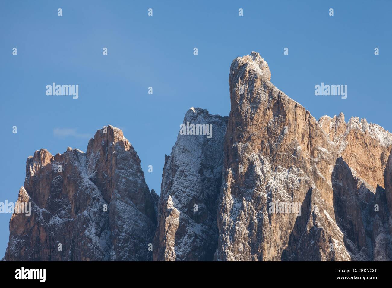 view on the Odle mount in Val di Funes, Dolomites after an autumnal storm Stock Photo