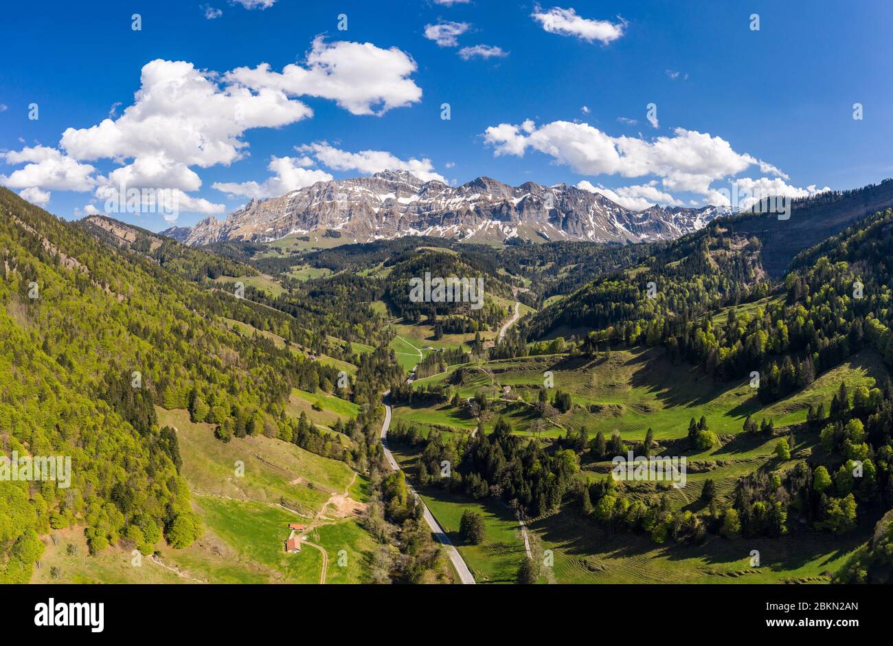 Stunning view of the Schwägalp pass with the Santis mountain in Canton Appenzell in Switzerland Stock Photo