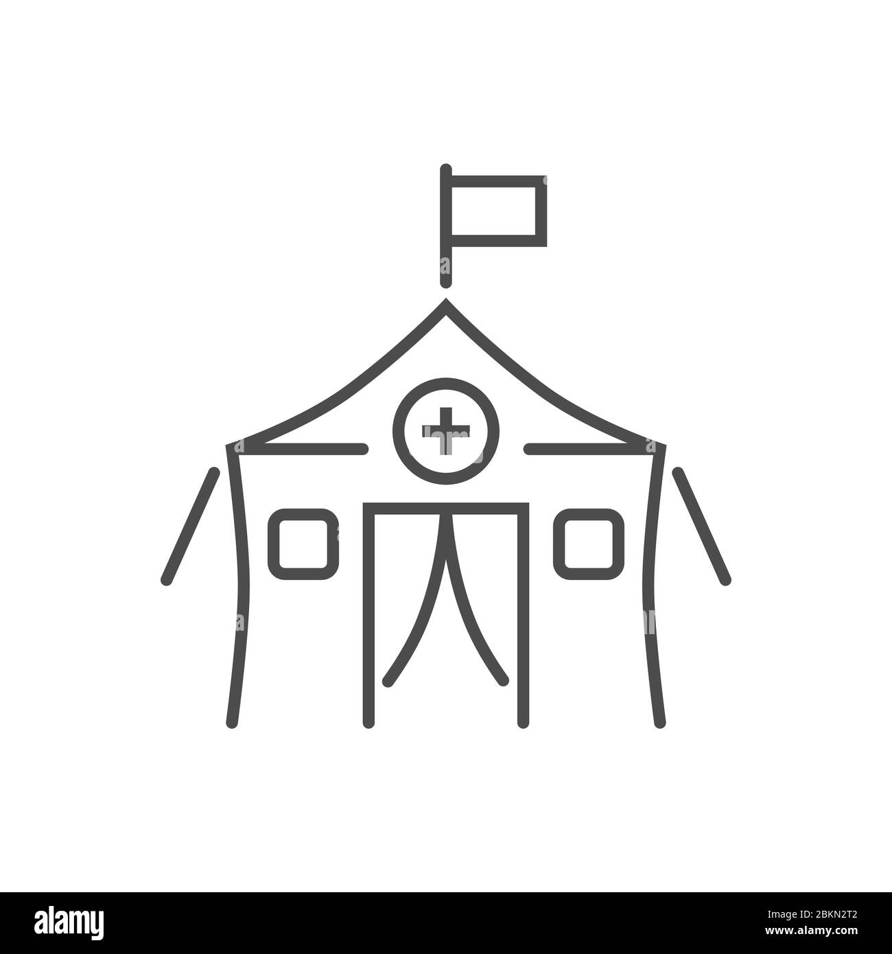 Medical tent related vector thin line icon. Stock Vector