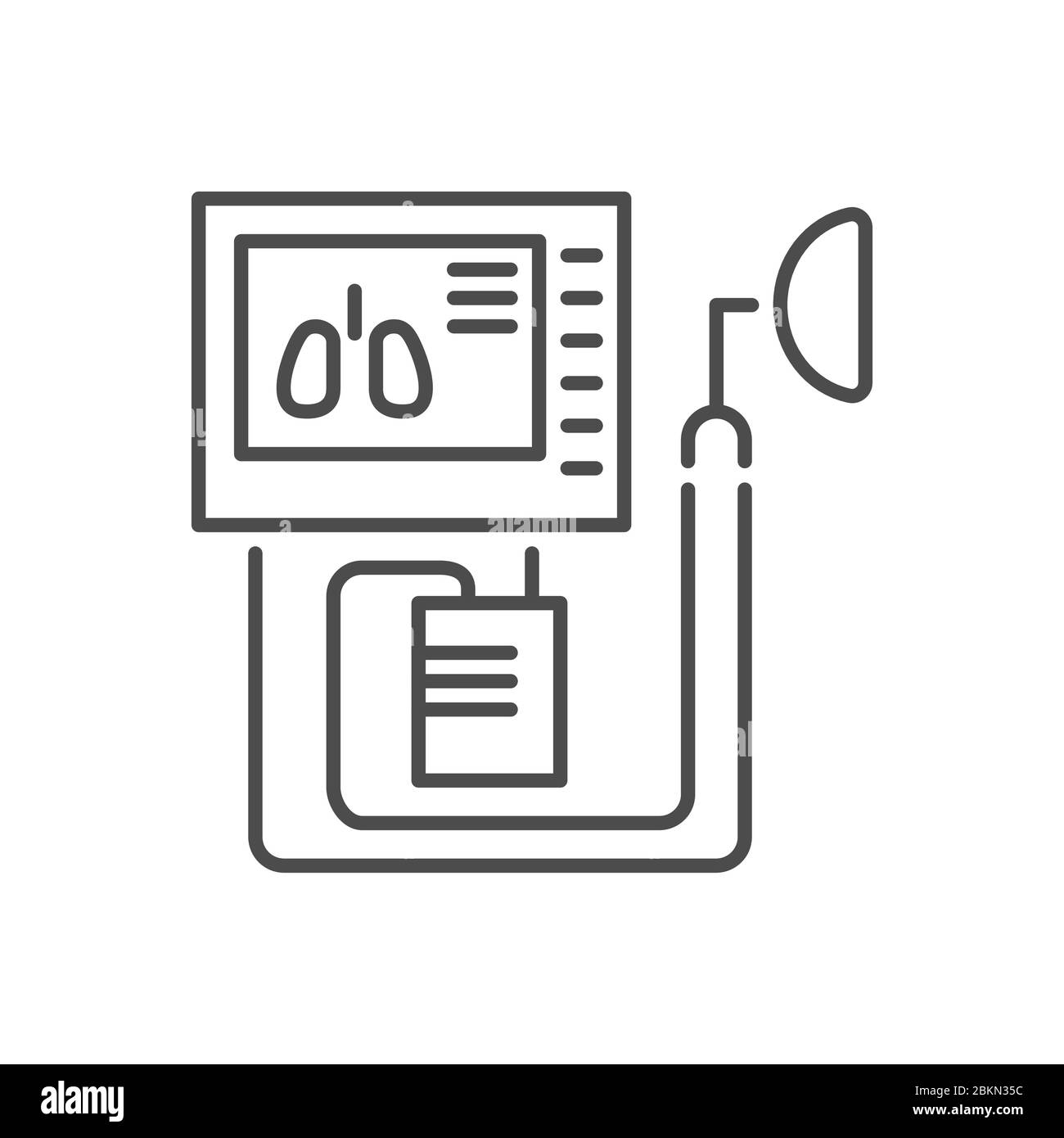 Medical ventilator related vector thin line icon. Stock Vector