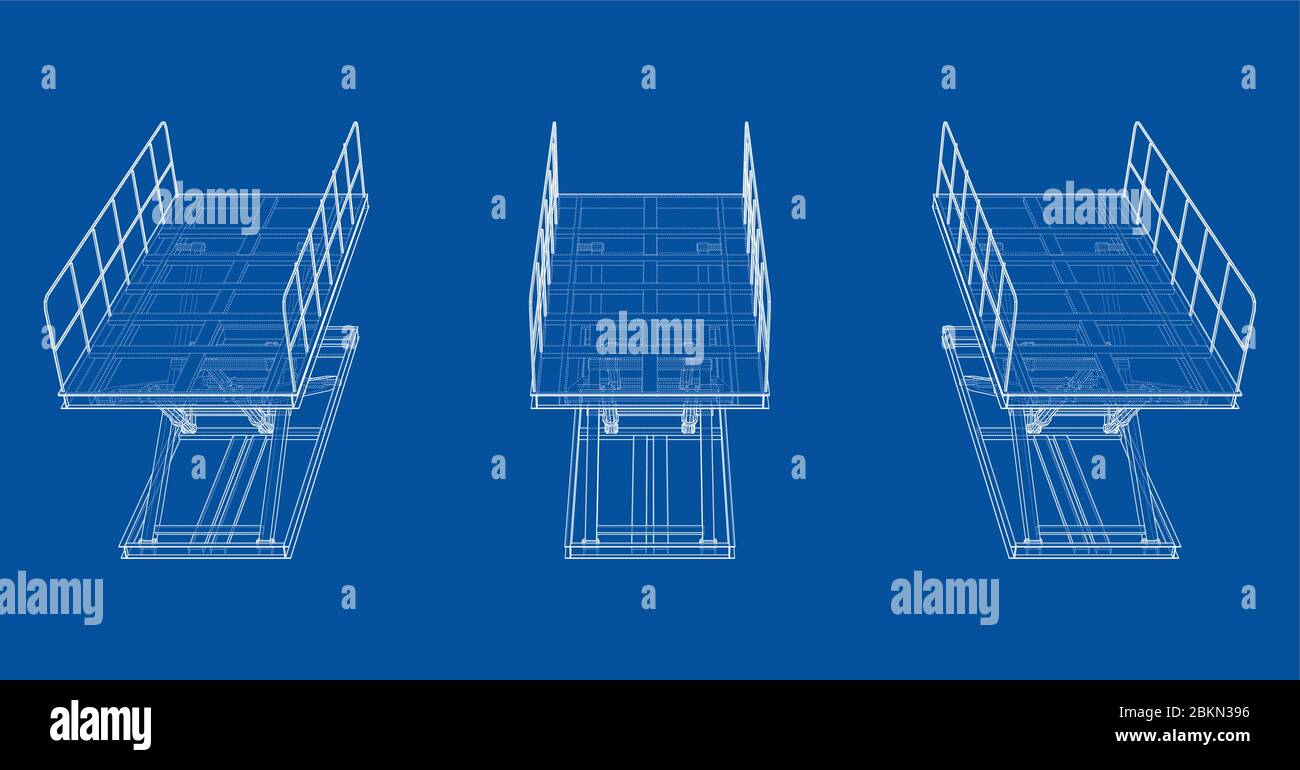 Scissors lift concept outline. Vector Stock Vector