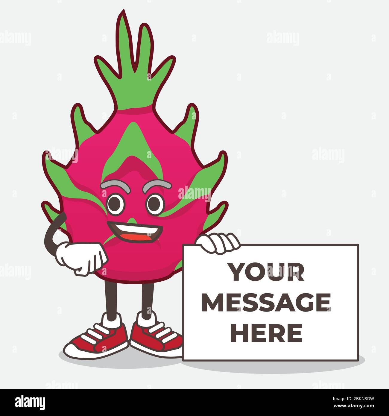 An illustration of Dragon Fruit cartoon mascot character in Santa costume with candy Stock Vector
