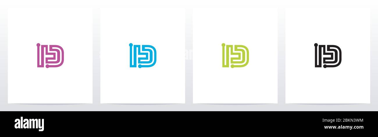 Parallel Lines With Nodes Formed Letter Logo Design D Stock Vector