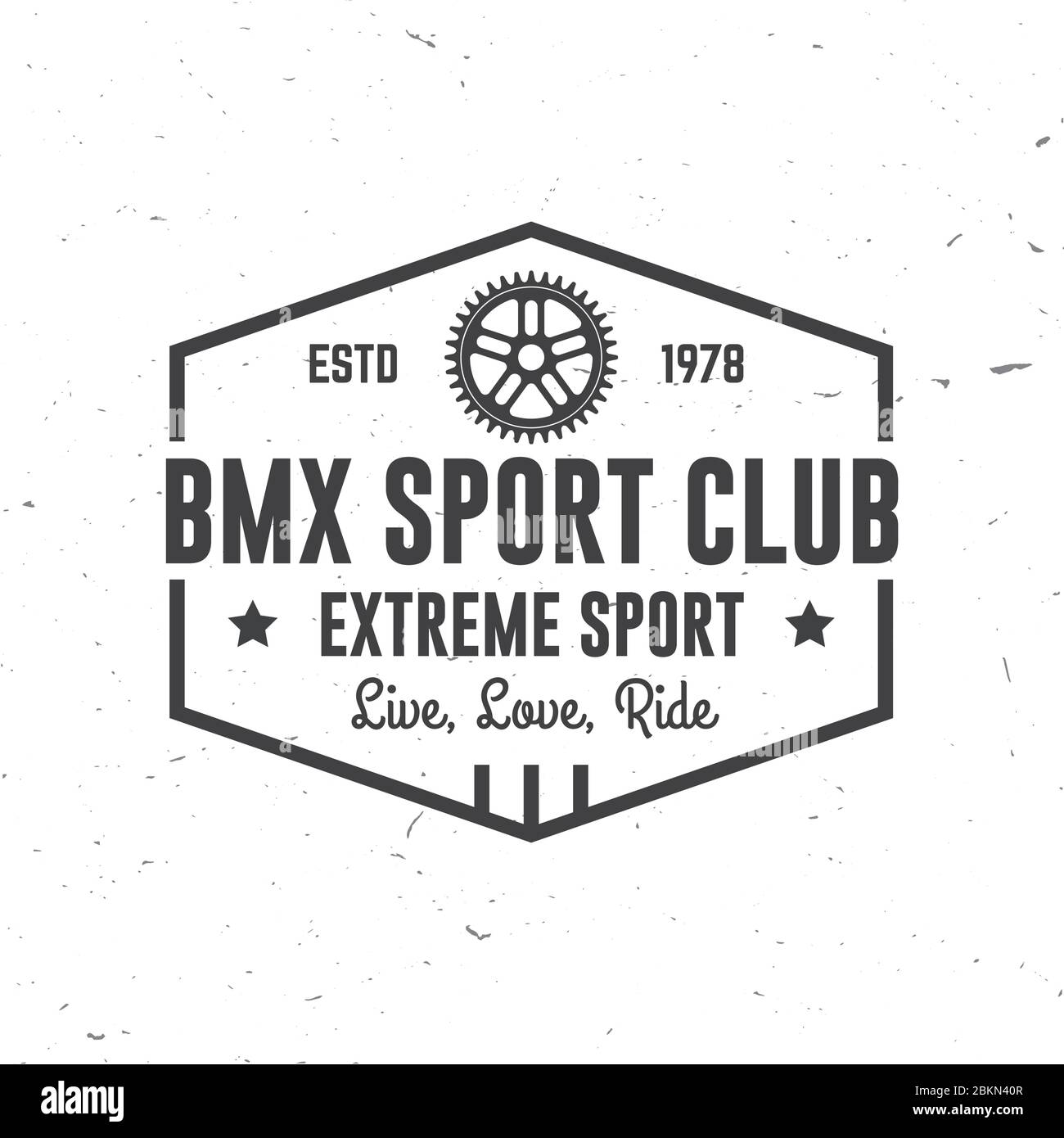 Bmx extreme sport club badge. Vector illustration. Concept for shirt, logo, print, stamp, tee with frames, chain. Vintage typography design with bmx f Stock Vector