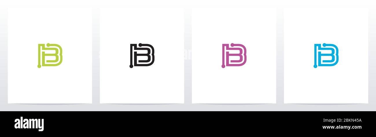 Parallel Lines With Nodes Formed Letter Logo Design B Stock Vector