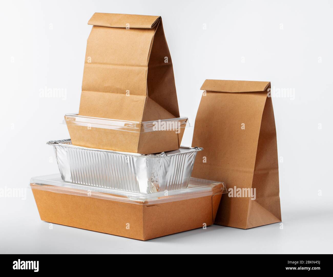 Set of recyclable food packaging on white background Stock Photo Alamy