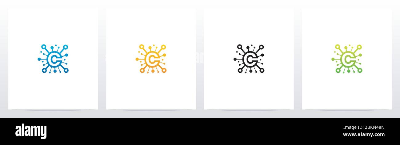 Network Symbol On Letter Logo Design C Stock Vector