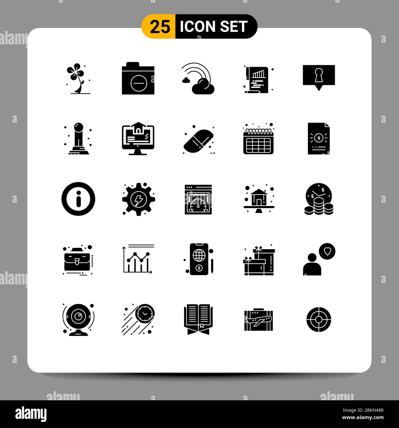 Set of 25 Modern UI Icons Symbols Signs for paper, chart, error, bar ...