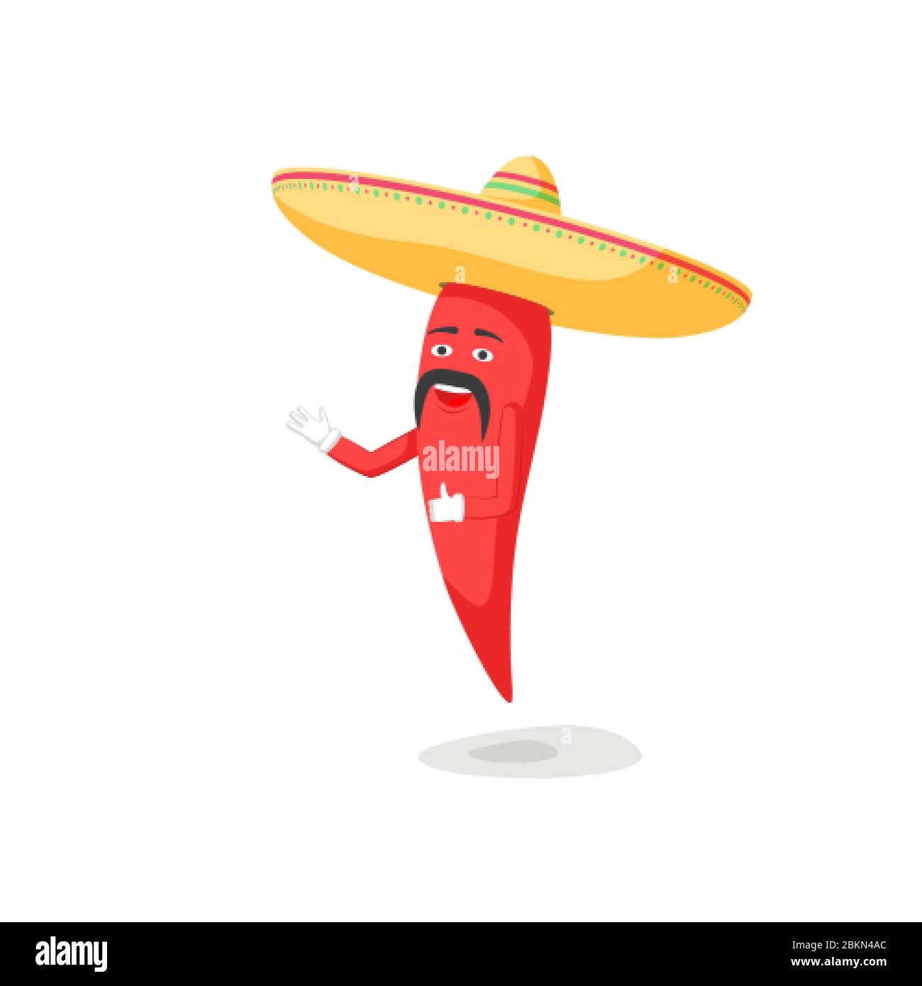 Chili characters with mustache in sombrero. Vector isolated on white Stock Vector