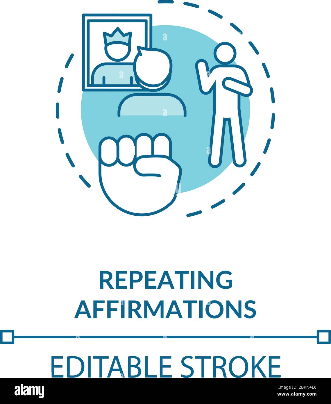 Repeating affirmations concept icon Stock Vector
