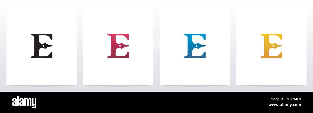 Pen Head On Letter Logo Design E Stock Vector
