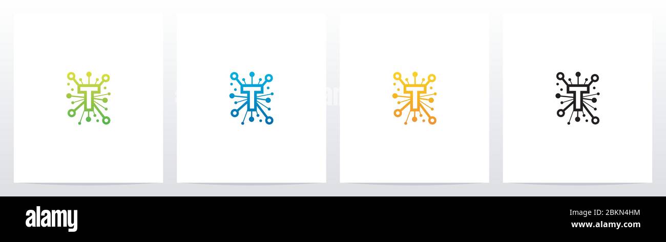 Network Symbol On Letter Logo Design T Stock Vector