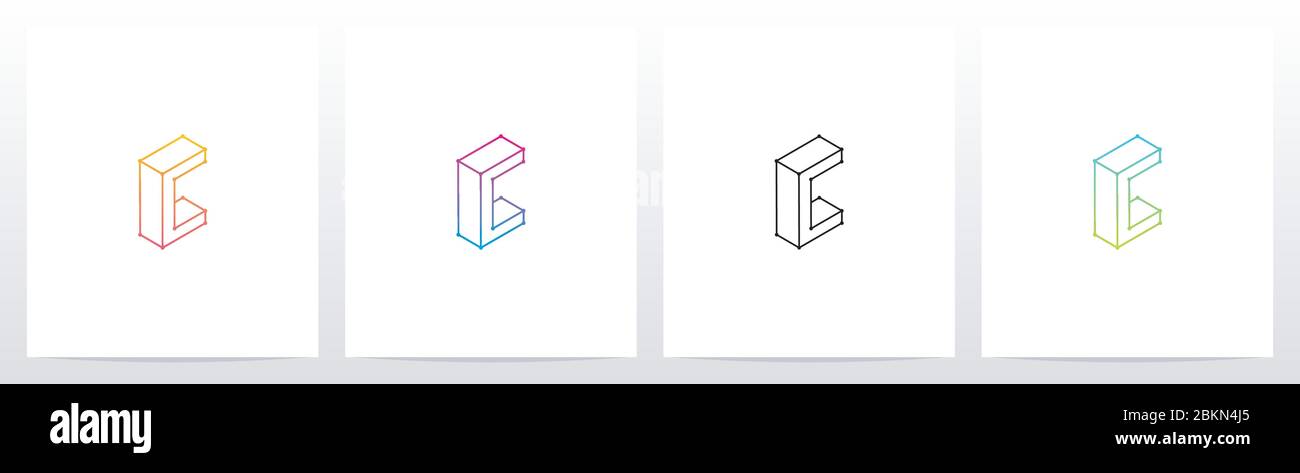 Outline Of 3D Letter Logo Design C Stock Vector Image & Art - Alamy