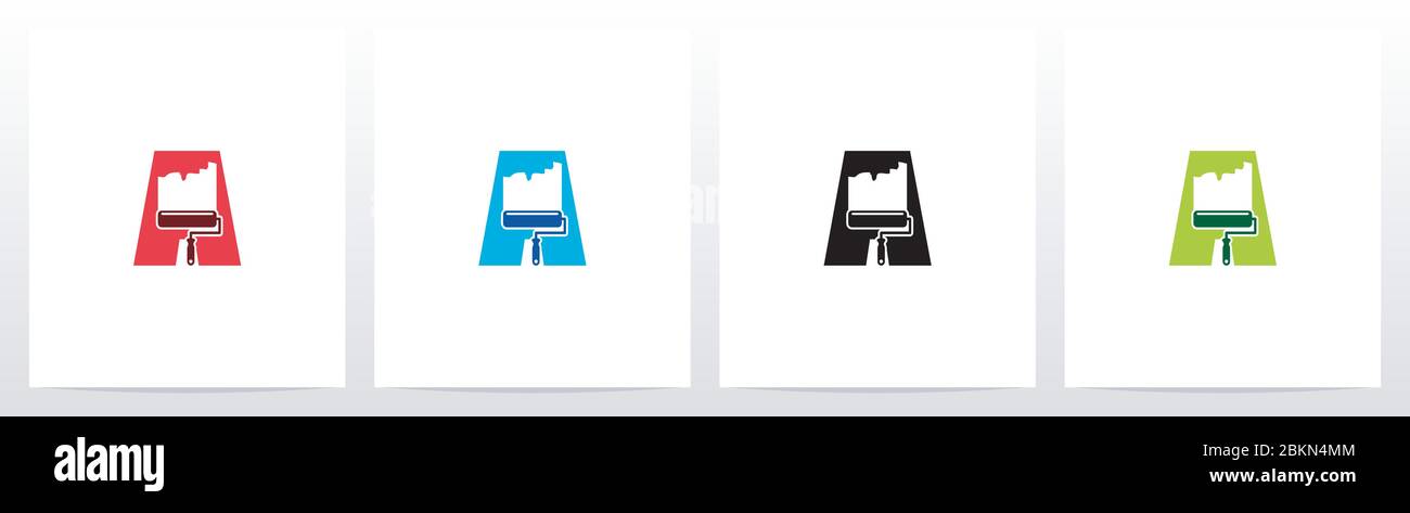 Paint Roller On Letter Logo Design A Stock Vector
