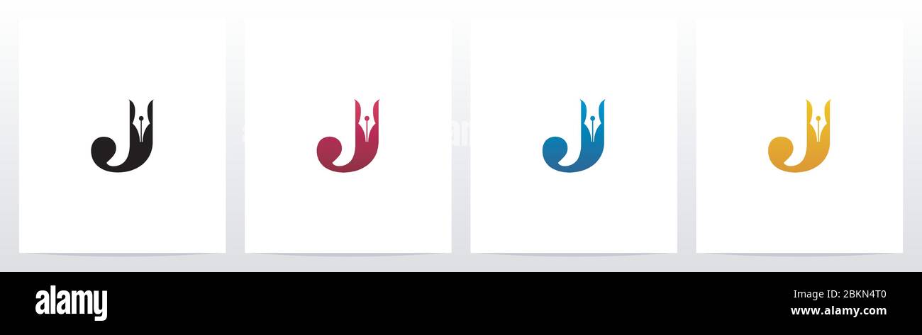 Pen Head On Letter Logo Design J Stock Vector