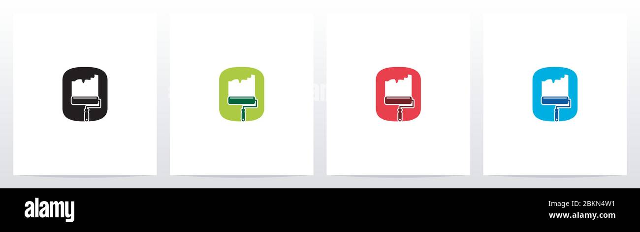 Paint Roller On Letter Logo Design O Stock Vector