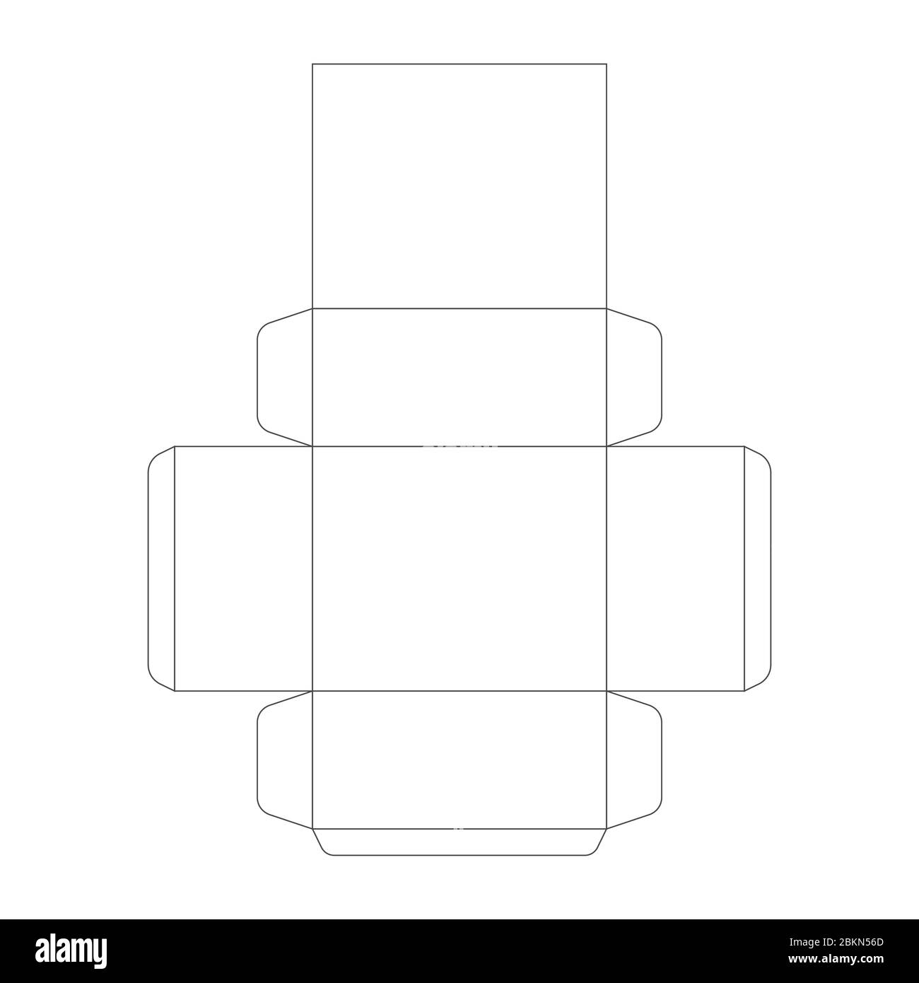 Paper box template, prism trim scheme on white Stock Vector