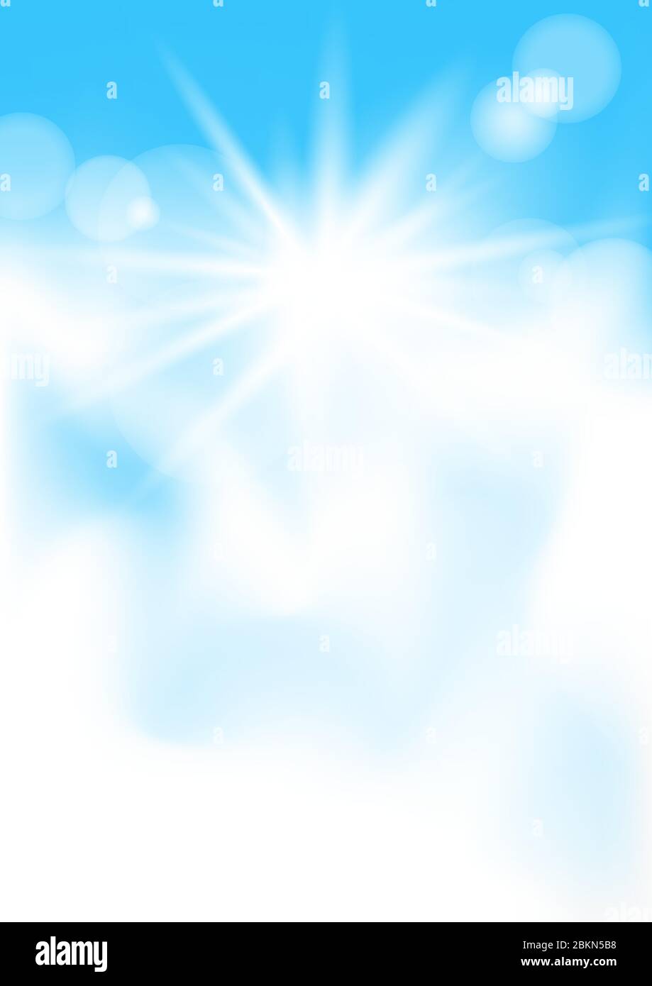 blue sky and sun lights vertical mockup Stock Vector