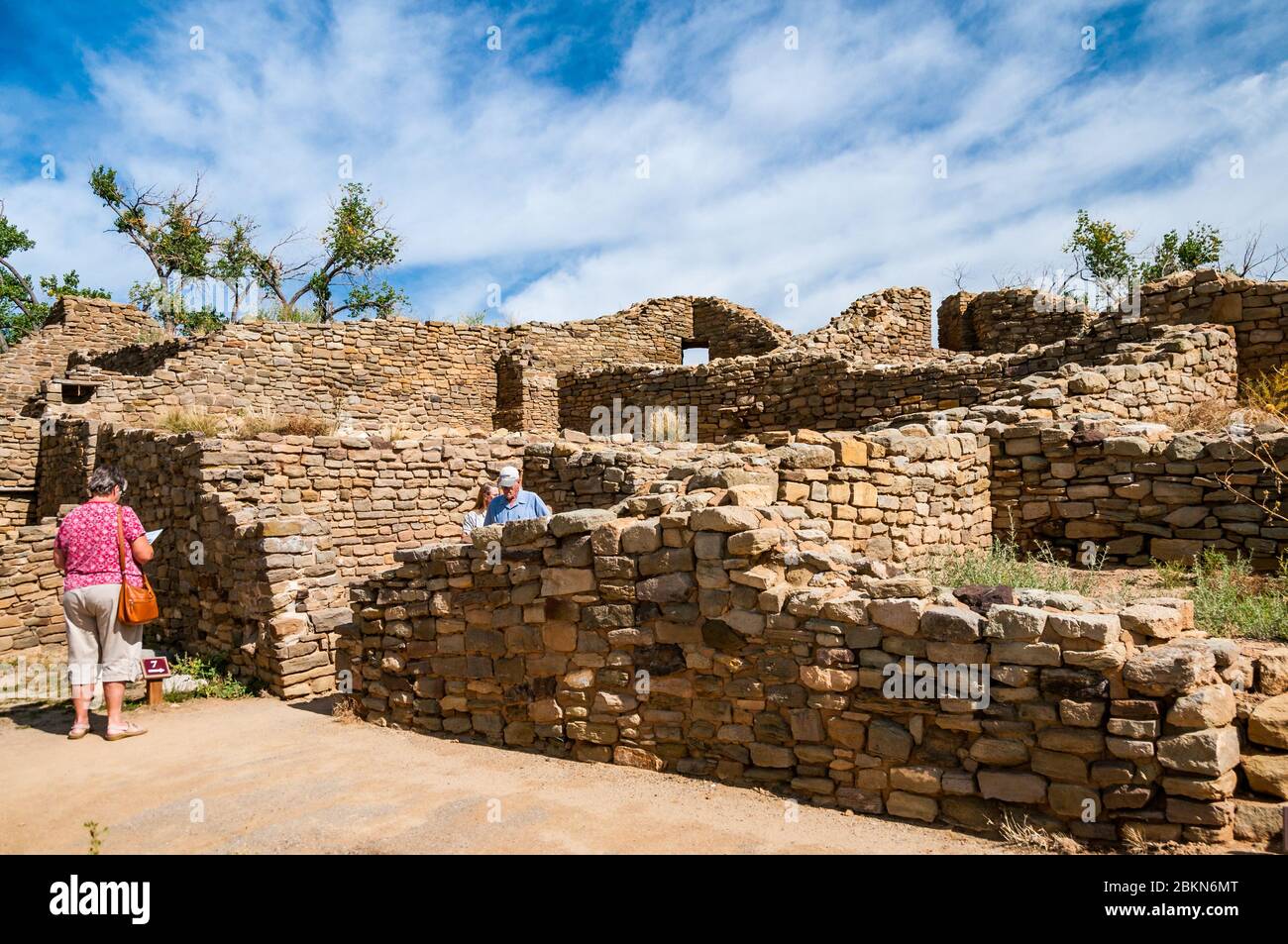 Ancient Pueoblan ruins at Aztec, New Mexico dating back over 700 years. Stock Photo