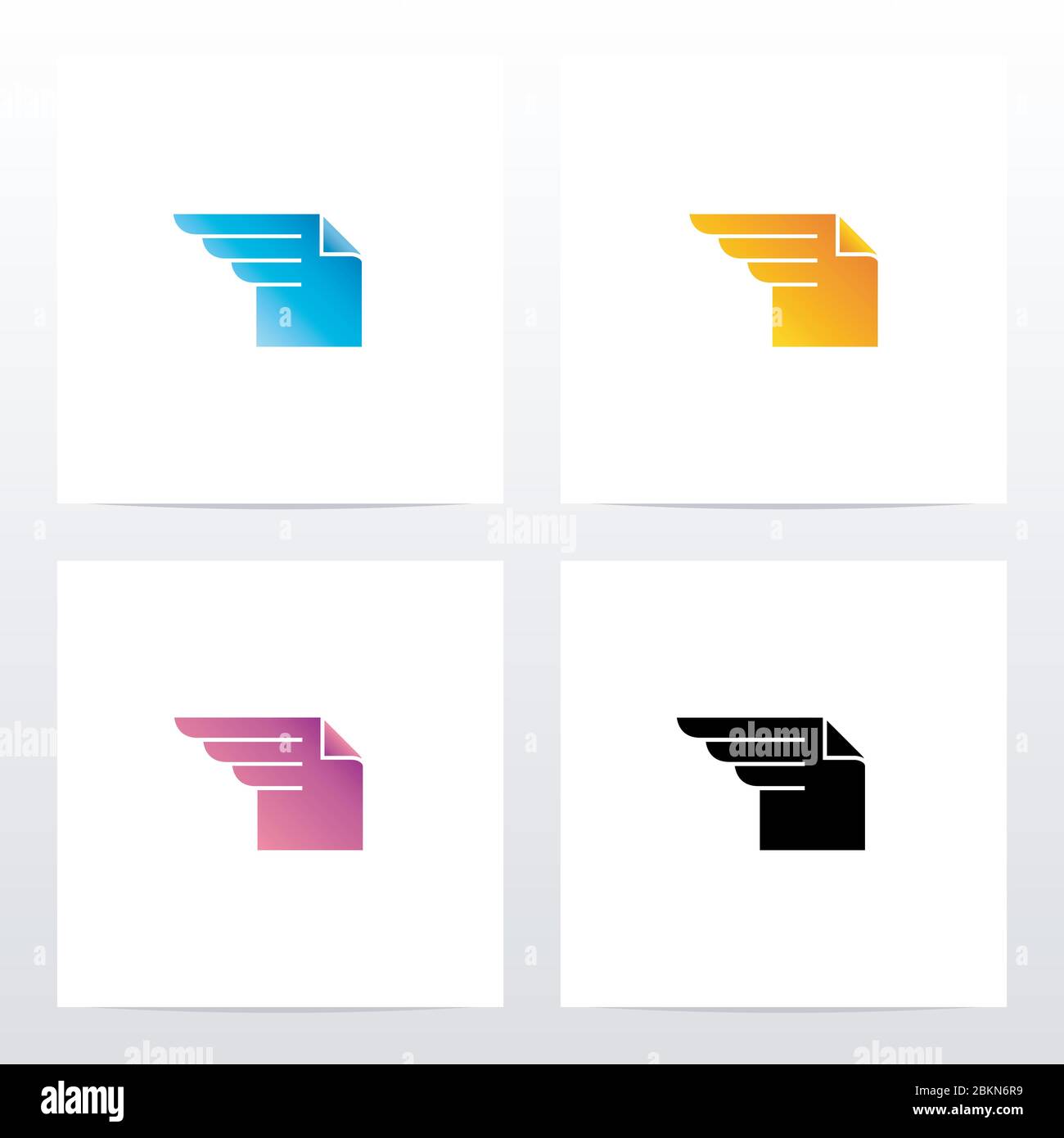 Paper With Wing Logo Design Stock Vector