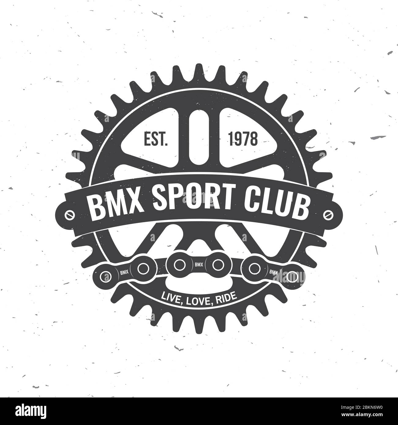 Bmx extreme sport club badge. Vector illustration. Concept for shirt, logo, print, stamp, tee with sprocket, chain. Vintage typography design with bmx Stock Vector