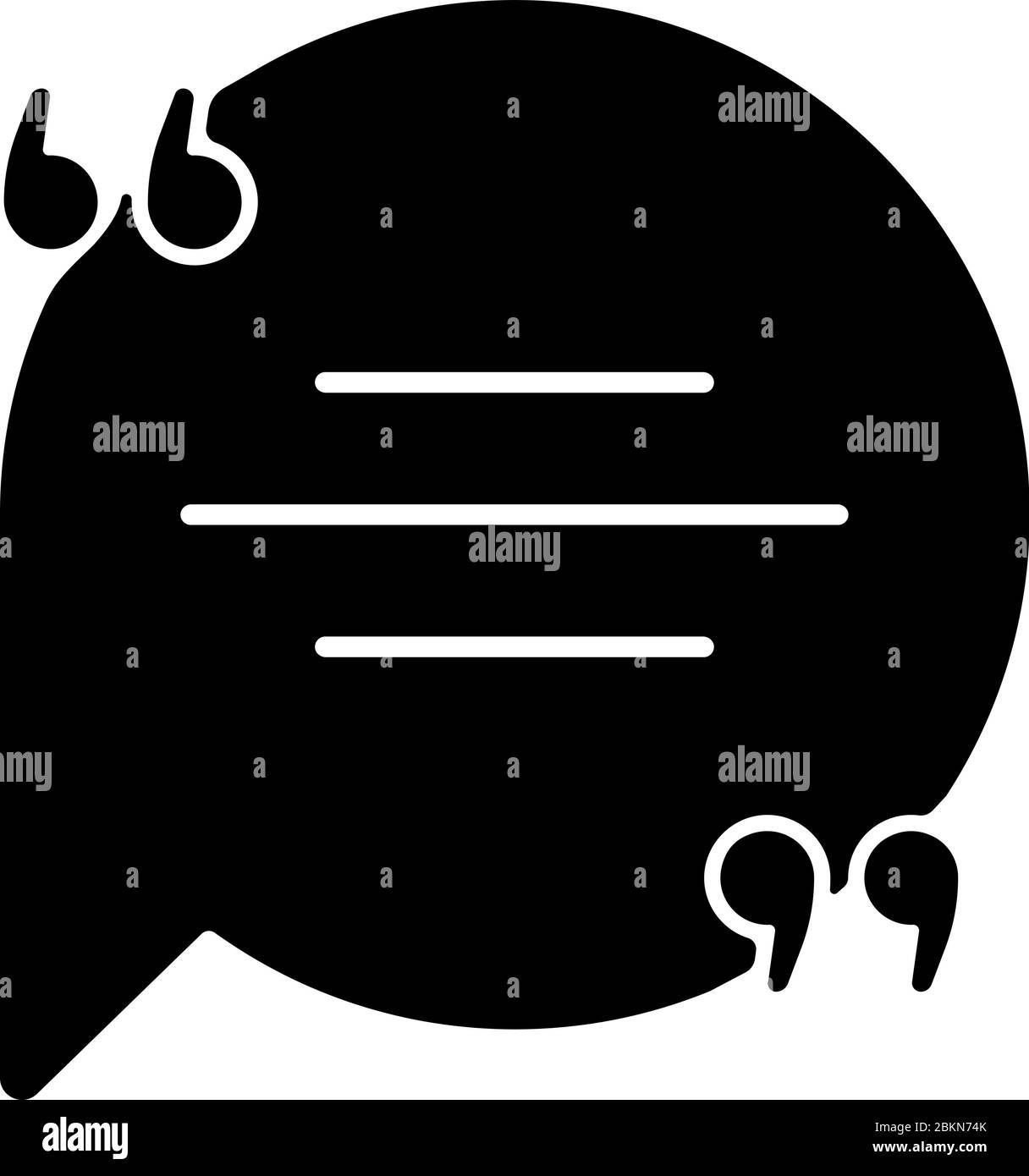 Chat bubble with quotation marks black glyph icon Stock Vector Image ...