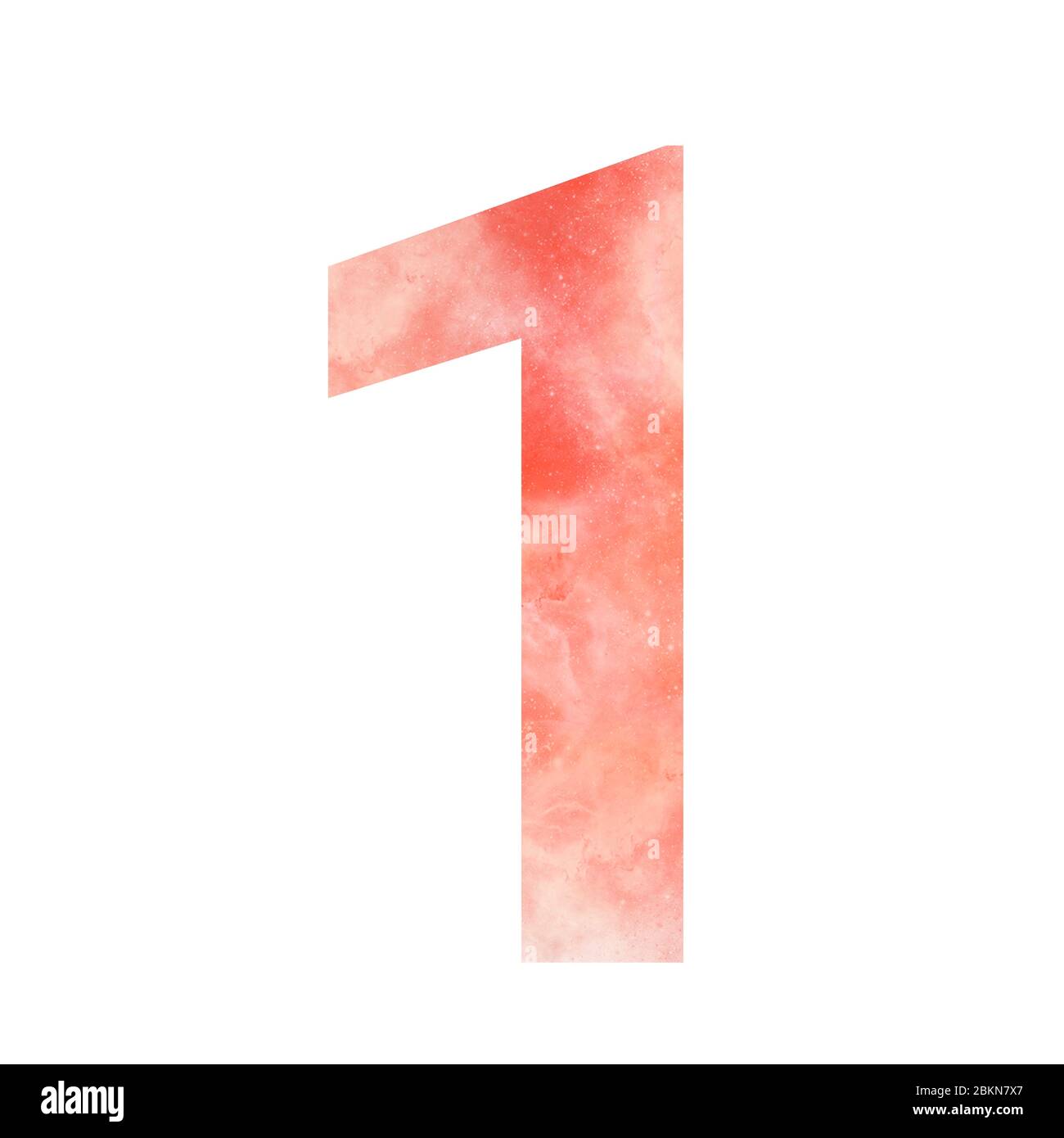 Orange space alphabet numbers. Number 1 one. Digital art. Isolated on ...