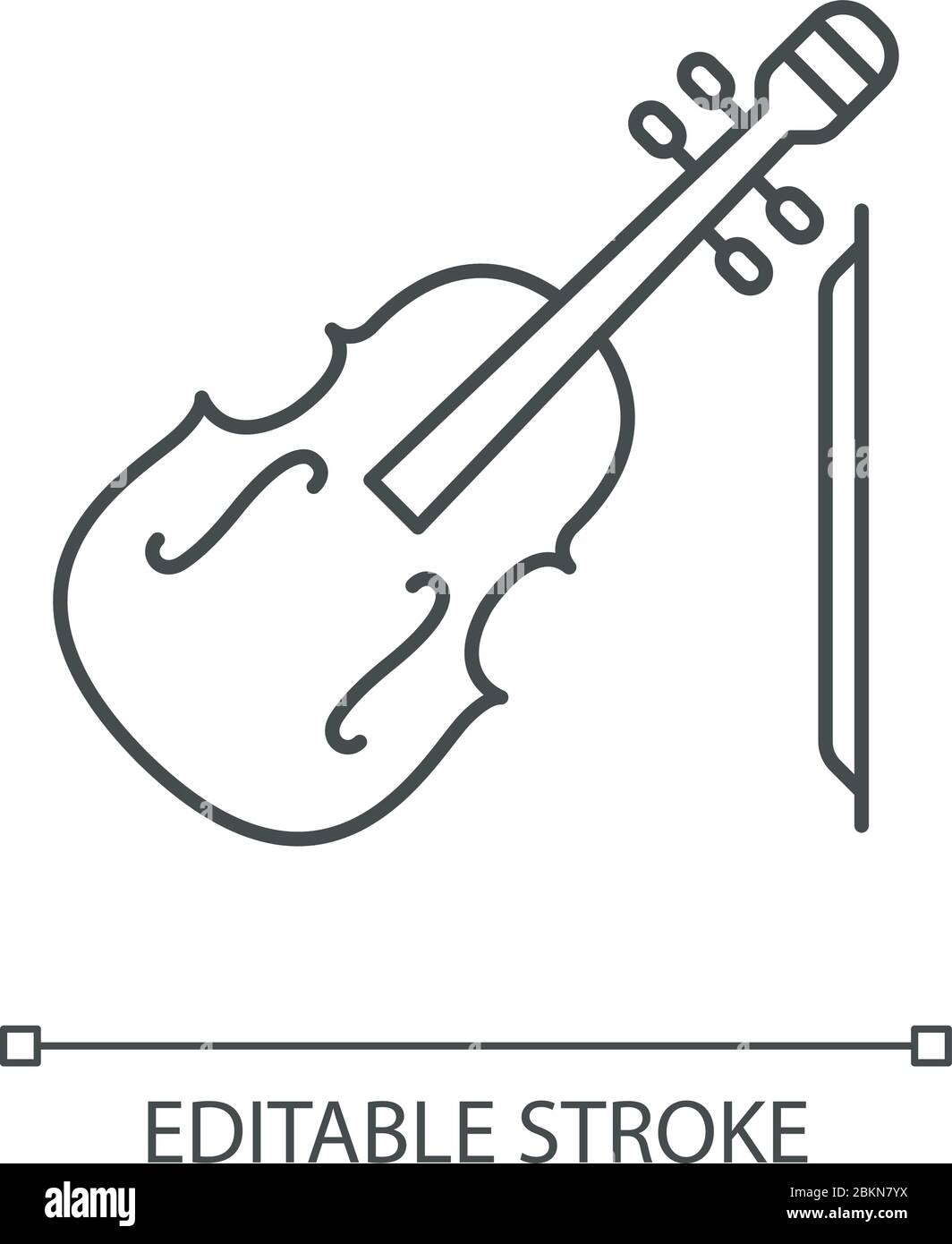 Violin pixel perfect linear icon Stock Vector