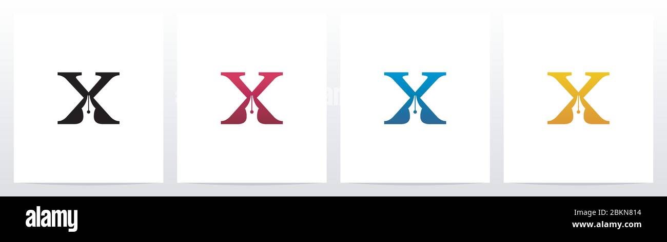 Pen Head On Letter Logo Design X Stock Vector